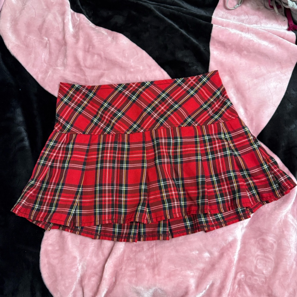 Royal Bones Red Plaid Mini Skirt